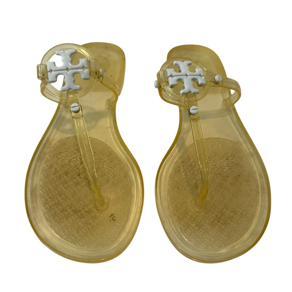 Tory Burch Mini Miller‎ Thong Sandals Clear Yellow Jelly Flip Flops Size 6  S3
